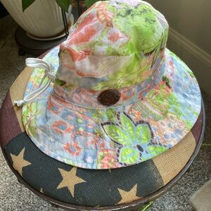 Panama Jack Pastel Flower Print Bucket Hat 100% cotton OS